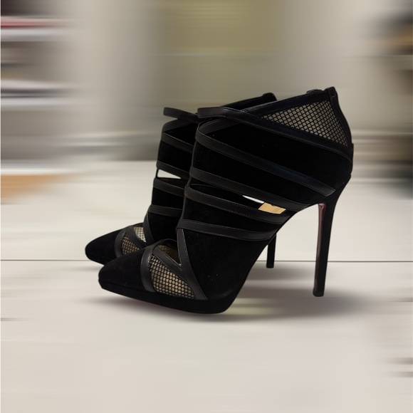 Christian Louboutin Black Mesh Stiletto Heels - Picture 3 of 9